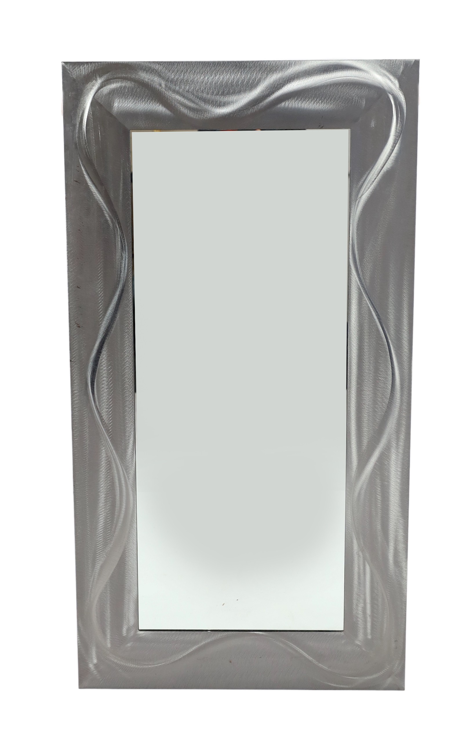 A Philippe Starck brushed steel Caadre wall mirror, width 80cm height 150cm